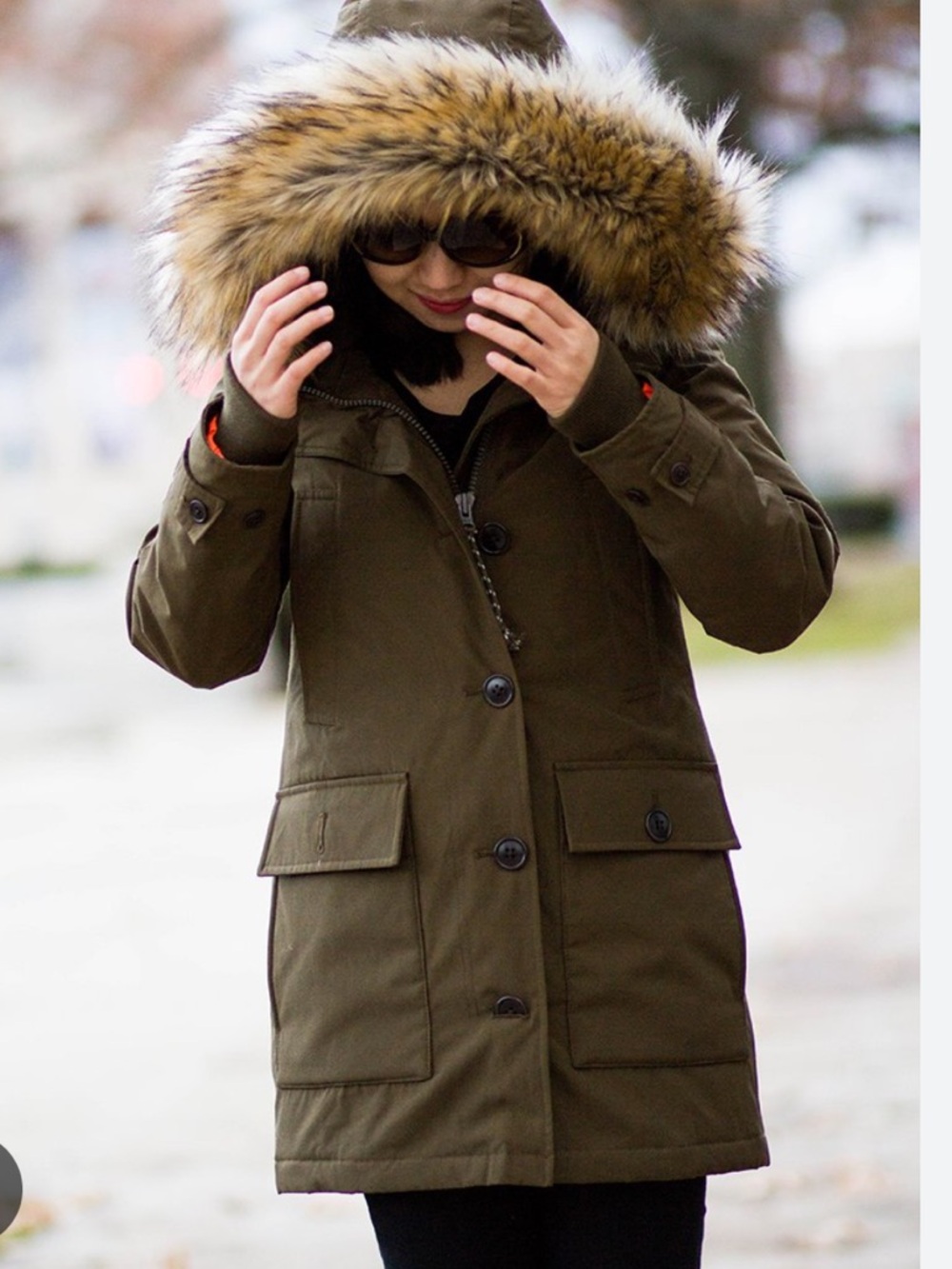 J. Crew Olive Parka with Faux Fur Trimmed Hood